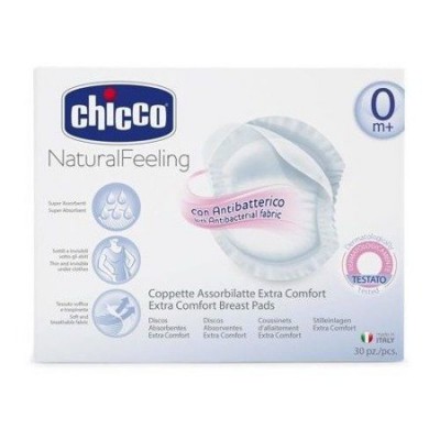 CHICCO Extra Comfort Antybakteryjne wkładki laktacyjne, 30 szt.