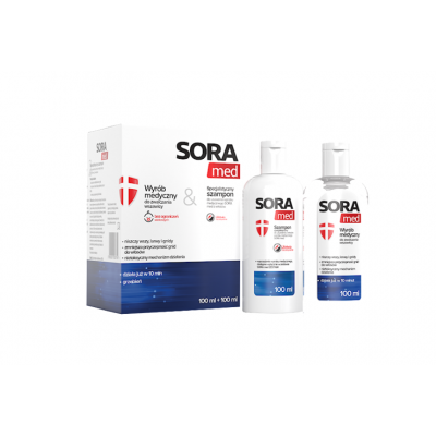 Miniaturka artykułu - SORA MED Zestaw do zwalczania wszawicy Wyr&oacute;b medyczny, 100ml + Szampon, 100ml