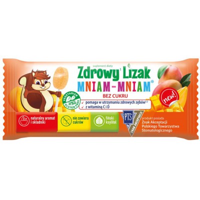 Miniaturka artykułu - Zdrowy Lizak Mniam-Mniam smak mango kształt łezki, 1 szt.