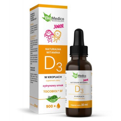 Miniaturka artykułu - EkaMedica Witamina JUNIOR D3 krople, 30 ml