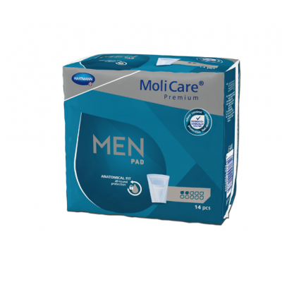 Miniaturka artykułu - MoliCare Premium Men Wkłady anatomiczne dla mężczyzn na nietrzymanie moczu, 14 szt.