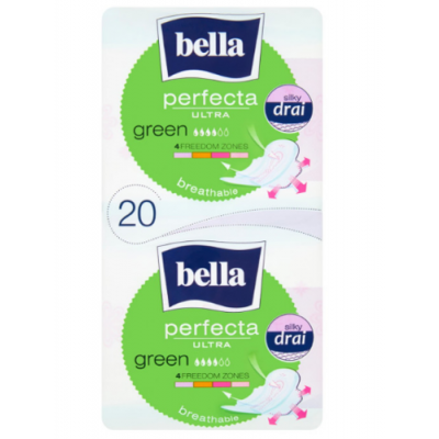 Miniaturka artykułu - Bella perfecta ultra green silky drai podpaski, 20szt.