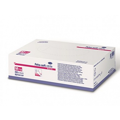 Miniaturka artykułu - Rękawiczki niejałowe Peha-soft nitrile white rozmiar M, 100szt.