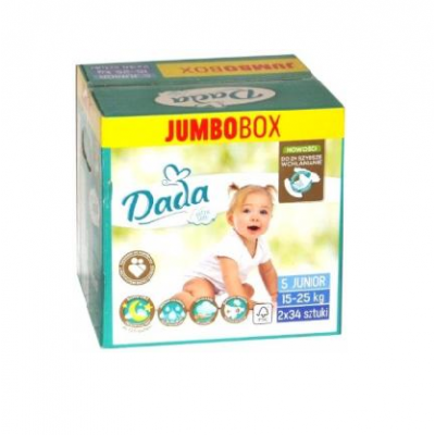 Miniaturka artykułu - DADA Pieluchy r.5 Junior EXTRA SOFT 15-25kg, 2x34szt
