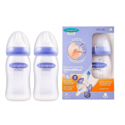 Miniaturka artykułu - Lansinoh Butelki do karmienia ze smoczkiem, 2x240ml