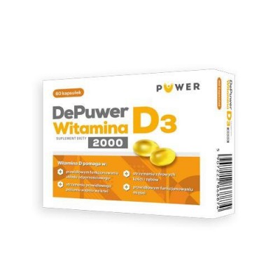 Miniaturka artykułu - DePuwer Witamina D3 2000, 60 kapsułek