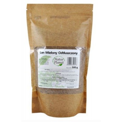Miniaturka artykułu - NaturPlanet Nasiona Lnu mielone odtłuszczone, 500g 