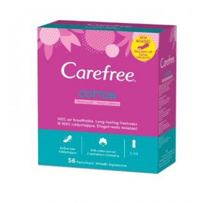 Miniaturka artykułu - CAREFREE Cotton Wkładki higieniczne, 56 sztuk