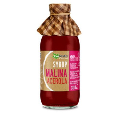 Miniaturka artykułu - EkaMedica Syrop Malina Acerola FOOD, 300 ml