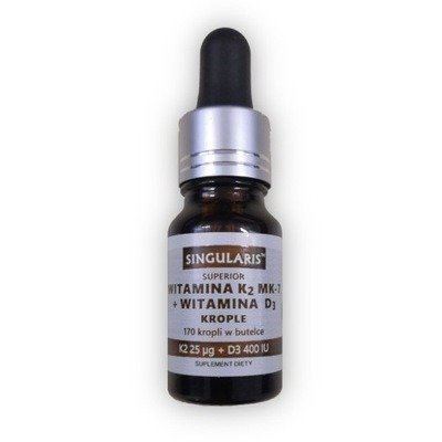 Miniaturka artykułu - SINGULARIS Witamina K2MK7 25 mcg + D3 400IU Krople, 10 ml