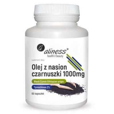 Miniaturka artykułu - ALINESS Olej z nasion czarnuszki 1000mg, 60 kapsułek