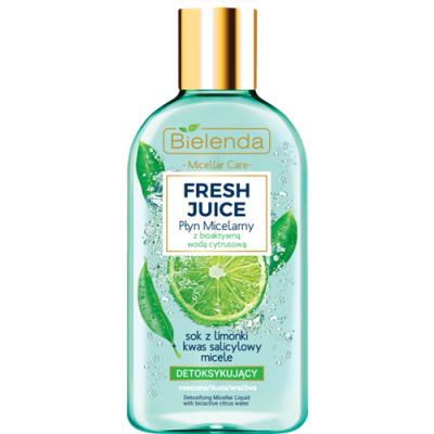 Miniaturka artykułu - BIELENDA FRESH JUICE Detoksykujący płyn micelarny Limonka, 100 ml