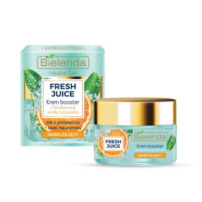 Miniaturka artykułu - BIELENDA FRESH JUICE Nawilżający Krem booster z bioaktywną wodą cyrtusową Pomarańcza, 50 ml