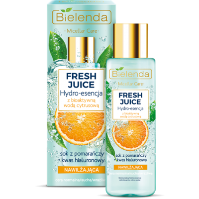 Miniaturka artykułu - BIELENDA FRESH JUICE Nawilżająca hydro-esencja do pielęgnacji twarzy Pomarańcza, 110 ml