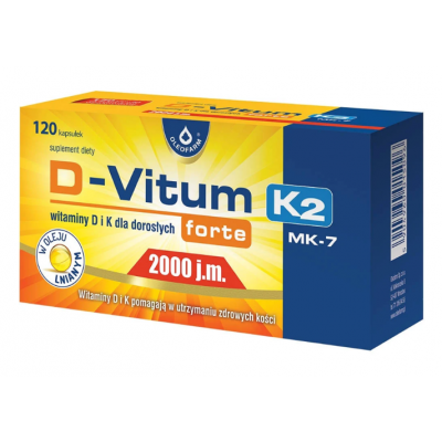 Miniaturka artykułu - D-Vitum Forte 2000 j.m. K2, 120 kaps.