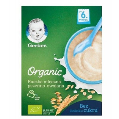 Miniaturka artykułu - GERBER Organic Kaszka mleczna pszenno-owsiana, 240g