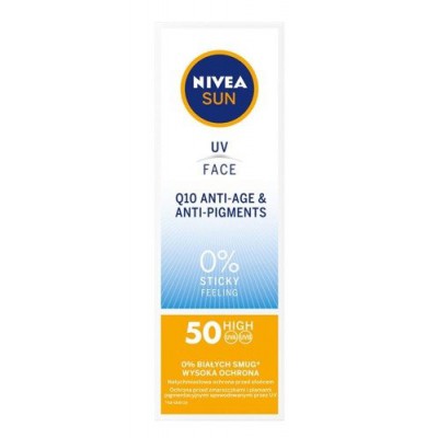 Miniaturka artykułu - NIVEA SUN Ochronny krem do twarzy NIVEA Sun face AA & anti-pigment SPF 50, 50ml