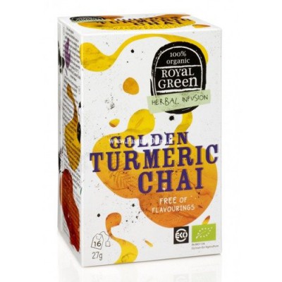 Miniaturka artykułu - ROYAL GREEN Herbata Golden Turmeric Chai, 16 szt.