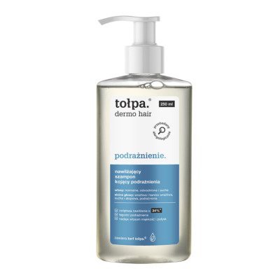 Miniaturka artykułu - TOŁPA dermo hair, nawilżający szampon kojący podrażnienia, 250ml