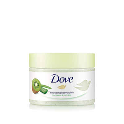 Miniaturka artykułu - DOVE Pielęgnujący Peeling do ciała z Pestkami Kiwi i Aloesem, 225ml