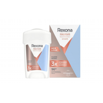 Miniaturka artykułu - REXONA WOMEN MAXIMUM Protection Clean Scent Kremowy antyperspirant w sztyfcie dla kobiet, 45 ml