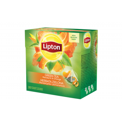 Miniaturka artykułu - LIPTON  Herbata zielona, Mandarynka i pomarańcza, 36 g (20 torebek) 