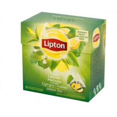 Miniaturka artykułu - LIPTON  Herbata zielona, Cytryna i melisa, 32 g (20 torebek) 