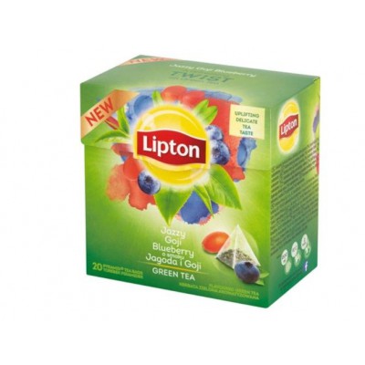 Miniaturka artykułu - LIPTON Herbata zielona, Jagody Goji, 28 g (20 torebek) 
