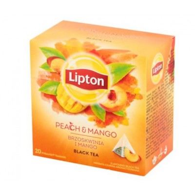 Miniaturka artykułu - LIPTON Herbata czarna, brzoskwinia i mango 36 g (20 torebek)