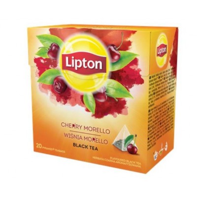 Miniaturka artykułu - LIPTON Czarna herbata, wisnia morello, 20 torebek