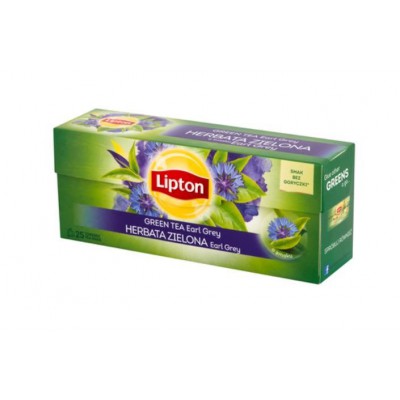 Miniaturka artykułu - LIPTON Zielona herbata earl grey, 25 torebek