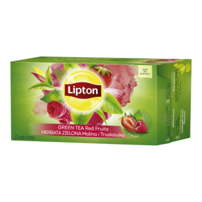 Miniaturka artykułu - LIPTON Zielona herbata malina i truskawka 25 torebek