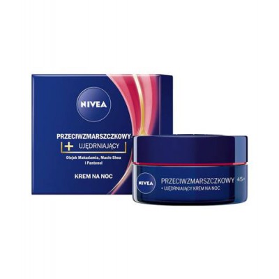 Miniaturka artykułu - NIVEA krem przeciwzmarszczkowy + ujędrniający na noc 45+, 50ml