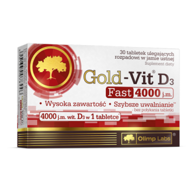 Miniaturka artykułu - OLIMP Gold-Vit witamina D3 Fast 4000 j.m., 30 tabl.