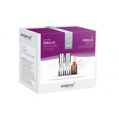 Miniaturka artykułu - SESDERMA ZESTAW FERULAC serum liposomowe, 30ml + anti-aging system 30ml+30ml