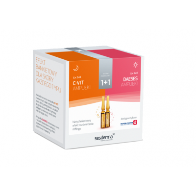 Miniaturka artykułu - SESDERMA Zestaw C-VIT intensywne serum z witaminą C 5x2ml + Daeses ampułki 5x2ml