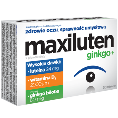 Miniaturka artykułu - MAXILUTEN GINKGO+, 30 tabletek USZKODZONE TEKTUROWE OPAKOWANIE