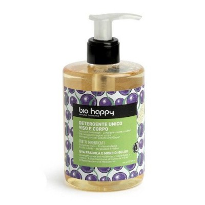 Miniaturka artykułu - BIO HAPPY żel do mycia twarzy i ciała winogrona Truskawkowe & Morwa, 300 ml