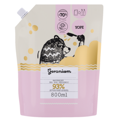 Miniaturka artykułu - YOPE Żel pod prysznic Geranium, (zapas) 800ml