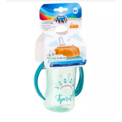 Miniaturka artykułu - CANPOL BABIES Kubek treningowy z silikonowym ustnikiem 6+ Turkus 320ml 56/514