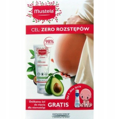 Miniaturka artykułu - MUSTELA Zestaw Delikatny żel do mycia, 200 ml + Krem na rozstępy, 250 ml