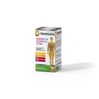 Miniaturka artykułu - S-Immuno Lukrecja Acerola Cynk, 50kaps.