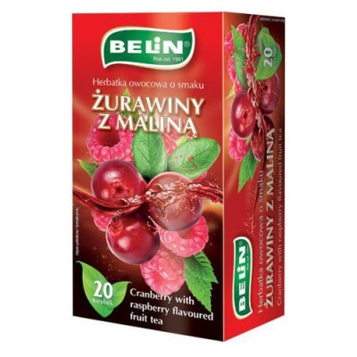 Miniaturka artykułu - BELIN Herbata żurawina i malina, 20 torebek