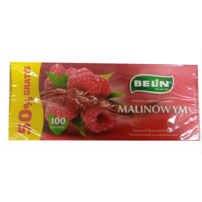 Miniaturka artykułu - BELIN Herbata malina, 100 torebek