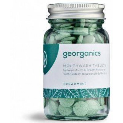 Miniaturka artykułu - GEORGANICS Tabletki do płukania jamy ustnej Spearmint, 180tabl.