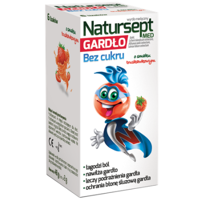 Miniaturka artykułu - NATURSEPT MED GARDŁO lizaki bez cukru smak truskawkowy, 6szt.