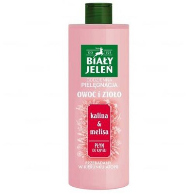 Miniaturka artykułu - BIAŁY JELEŃ Owoc i Zioło Płyn do kąpieli Kalina & Melisa, 400ml