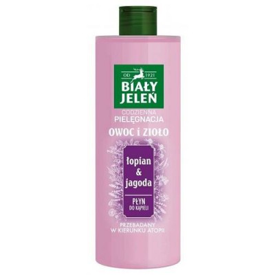 Miniaturka artykułu - BIAŁY JELEŃ Owoc i Zioło Płyn do kąpieli Łopian & Jagoda, 400ml