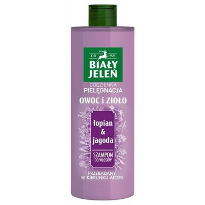 Miniaturka artykułu - BIAŁY JELEŃ Owoc i Zioło Szampon Łopian & Jagoda, 400ml