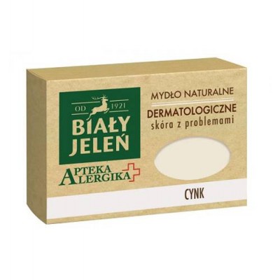 Miniaturka artykułu - BIAŁY JELEŃ Apteka Alergika Mydło naturalne dermatologiczne z cynkiem, 125g